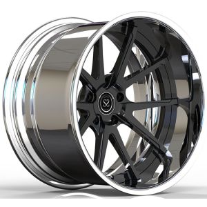 22x10 ET35 22x11.5 ET30 Custom Forged 2-PC Rims Polished Lip And Gloss Black