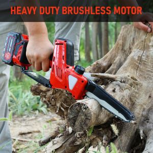 8 Inch Cordless Electric Chainsaw Portable Handheld with Brushless Motor