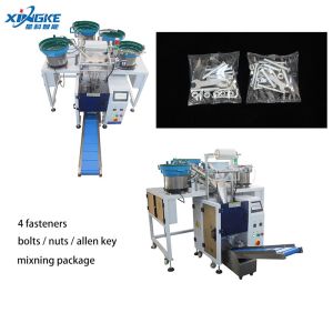 4 Vibration Bowls Automatic Packing Machine Fasteners Hardware Mixing Package