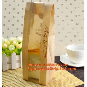 OEM High Quality Enviromental Clear Window Bread Toast Paper Bags, Brown Kraft