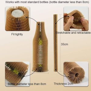 Cylindrical Honeycomb Kraft Paper Wrap Roll Brown / White Honeycomb Sleeve