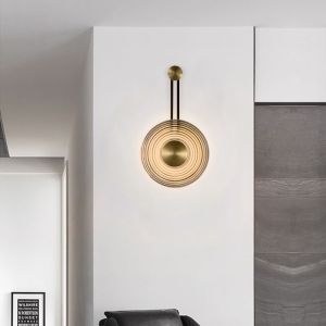 Modern Minimalist Clock Shape Wall Lamp Glass Bedroom Bedside design wall light