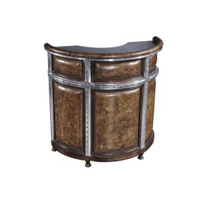 Solid Wood Frame Backless Counter Height Bar Stools Vintage Brown Leather Brass