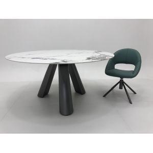 Modern Luxury Metal Round Dining Table Italian Ceramic Marble Dining Table With