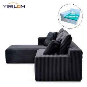Compression Sofa 267x175x65cm Corduroy Fabric Vacuum Packed