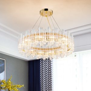 Wholesale Electroplating Gold Luxury Pendant Lights 3000k To 6500K Crystal Round Light from china suppliers