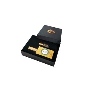 Black Paperboard Custom Rigid Boxes Hot Stamping Logo Perfume Wrapping Container