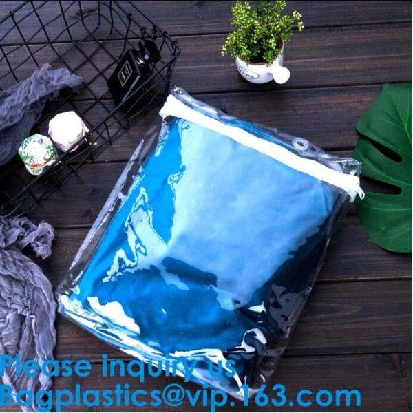 Custom Frosted Opp Pvc Black Zipper Slider Packaging Clothing Bag With Your Logo
