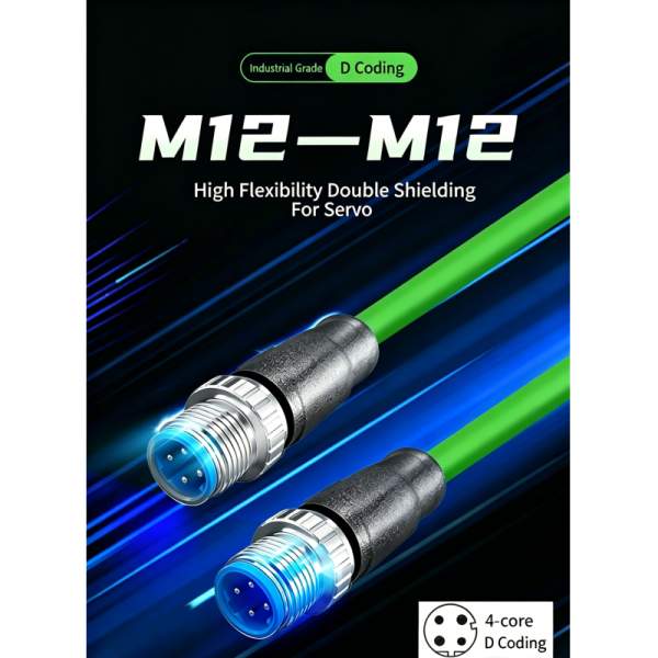 Flexible Ethernet RJ45 to M12 D-Coded Profinet Cable PUR Shielded Low MOQ