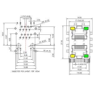 6368011-1 Jack Modular Connector 8p8c RJ45, Ethernet 90° Angle Right Shielded