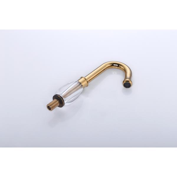 Deck Mounted Gold Widespread Bathroom Faucet 3 Hole 2 Handle Solid Brass