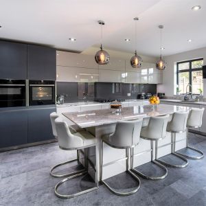 Light Gray And Matte Black Lacquer Kitchen Cabinet Islands Cabinetry Environment