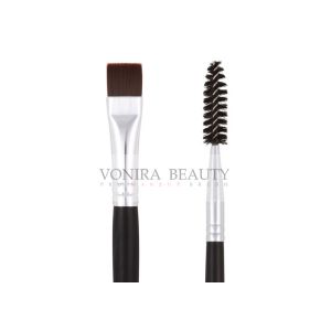 Professional Dual Ended Flat Angled Eyeliner Brush With Mascara Spoolie