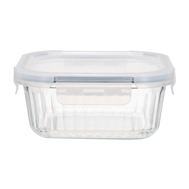 Striped High Borosilicate Glass Food Container with PP Lid