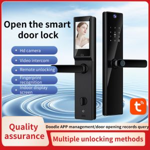 S819-2MAX Digital Lock with Camera Video Intercom Fingerprint Code Key Card Tuya App