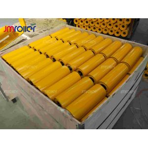 Heavy-duty mining logistics conveyor roller with plastic spraying surface