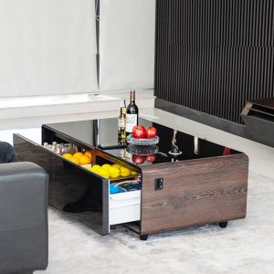 Hotel Multifunctional Wireless Charging Dual USB Smart Coffee Table with Drawer