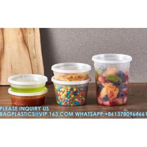 16oz. Plastic Deli Food Storage Containers With Plastic Lids, Disposable Togo