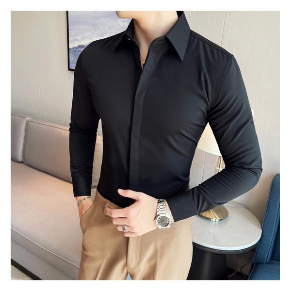 Weaving method woven 100% Cotton Business Dress Button Down Casual Shirts For Men Slim Fit