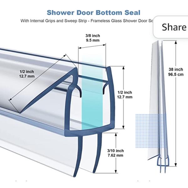 Long Lift Function PVC Plastic Shower Door Bottom Seal Strip for Modern Bathrooms