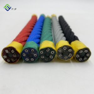 6*8 FC Twisted Polyester Combination Rope 16mm 6 Strand With Metal Core