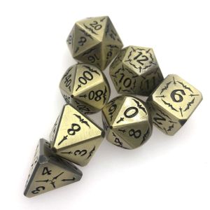 Hand Carved Black Collection Metal D4 Dice Set Polyhedral Durable
