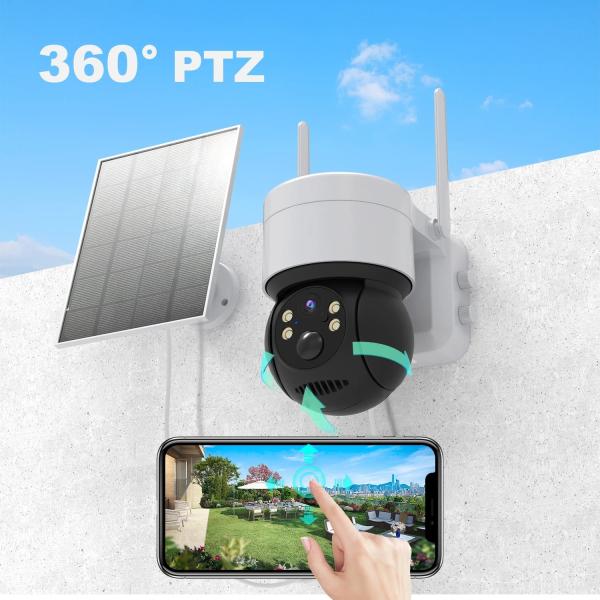 Quality Solar Security Camera Outdoor Wifi Ptz Camera With Solar Panel Wireless IP CCTV 7800mA Rechargeable Battery for sale