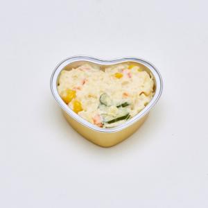 China Heart Shaped Foil Food Container 100ml Gold Baking Pans With Lids Valentines Day Decor on sale