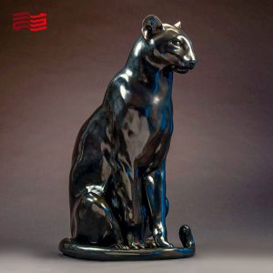 Art Decoration Life-Size Bronze Panther Sculpture with Polished Finish in Custom