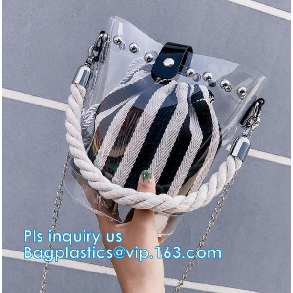 High quality unique PVC PU ladies bag handbag, 100% Clear Purse PVC Beach Clear Handbags, women's bag/handbag/traveling