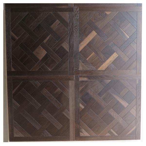 Stained American Walnut Versailles Parquet Engineered Flooring, 600x600x15MM, 4MM walnut lamellas, smooth, UV lac