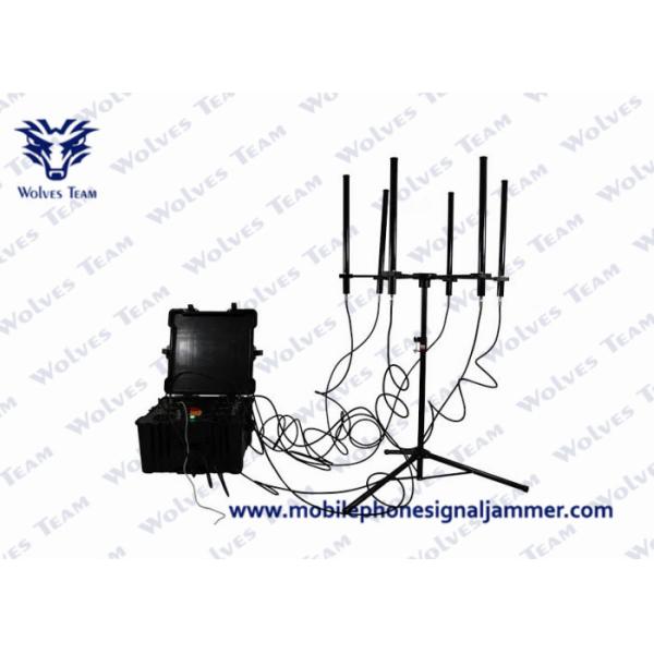 Quality Drone Jammer 6 Channels 90W GPS WIFI Backpack Signal Jammer Up To 200 Meters for sale