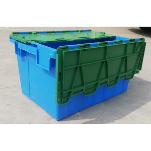 Customization 35kg Loading Plastic Tote Box Attached Lid Container Stacking