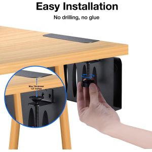 Silver Desk Organizer for Laptop Clamp-On Desk Shelf Hook Type Standing Desk