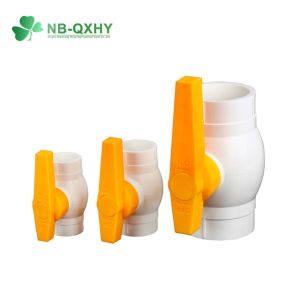 PVC Straight Through Type Channel Plastic Ball Valve with Yellow Handle and