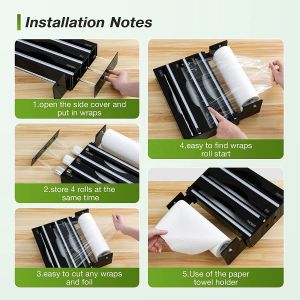 4 In 1 Plastic Acrylic Wrap Dispenser Plastic Slide Cutter Foil Home Display