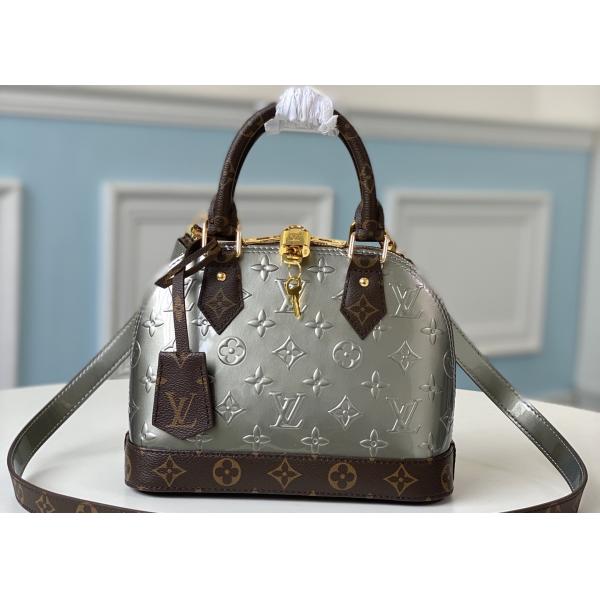 Sliver Shell Vernis Leather Womens Luxury Handbag Zipper Open