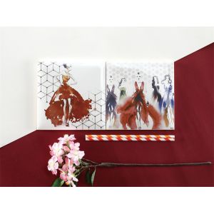 152x152mm White Clay Interior Wall Tiles with Geometric Patterns