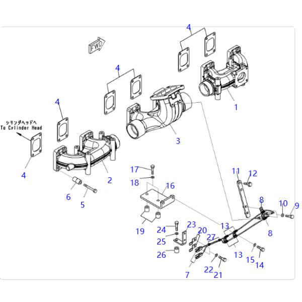 6245-11-5110 6240-11-5110 Exhaust Manifold KOMATSU Excavator Engine Parts For SAA6D170E-5A
