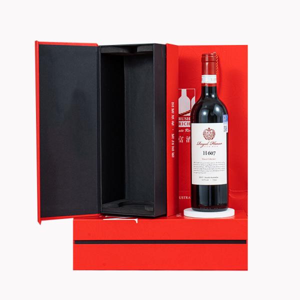 Liquor Red Wine Whiskey Glass Bottle Rigid Paper Cardboard Packing Magnetic Flip Top Paper Gift Box