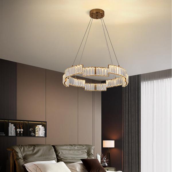 Modern Crystal Pendant Light with Gold Finish 3000-6000K