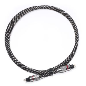 Red&Toslink Digital Audio Cable Nylon Braided Textured Rope OD4.0 Metal Plated