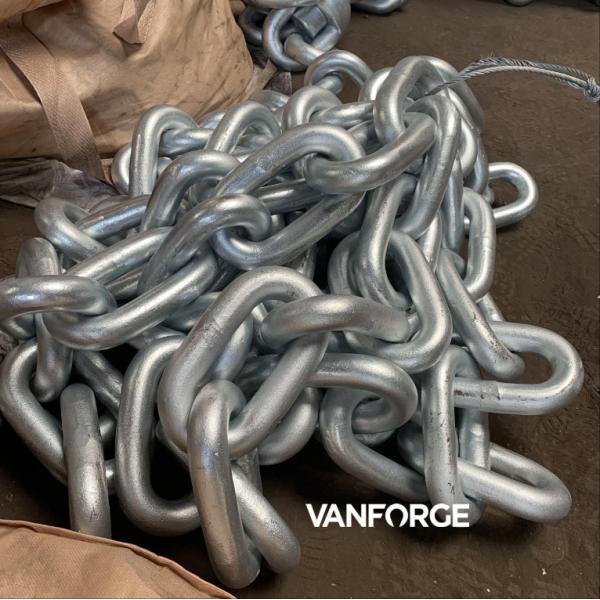 Rolled Steel Welded Stud Link Anchor Chain Customized Length For Drag Mooring