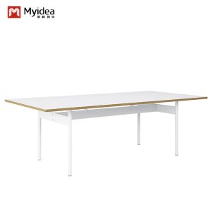 Customizable Snow White Conference Table with High Durability and White Steel