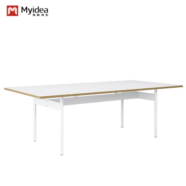 Customizable Snow White Conference Table with High Durability and White Steel