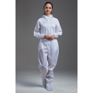 Anti Static ESD autoclavable cleanroom hooded white garment coverall with shoes