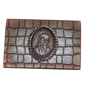 PU And Brass Rivet Embossed Leather Patches For Garment / Suitcase