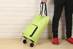 Lightweight Foldable Shopping Trolley Bag with handles and Plastic wheels - Low