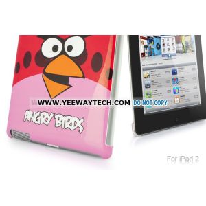 Indignant Bird Pattern Magnetic Smart Cover With Back Hard Case For iPad 2 - Red