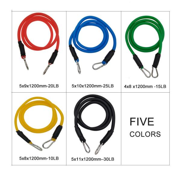 Durable Custom Logo TPE Exercise Resistance Bands Set 11pcs